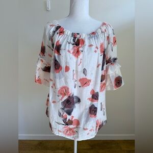 Hester & Orchard Linen Blend Peasant Top Size Medium Prairie Boho Lagenlook